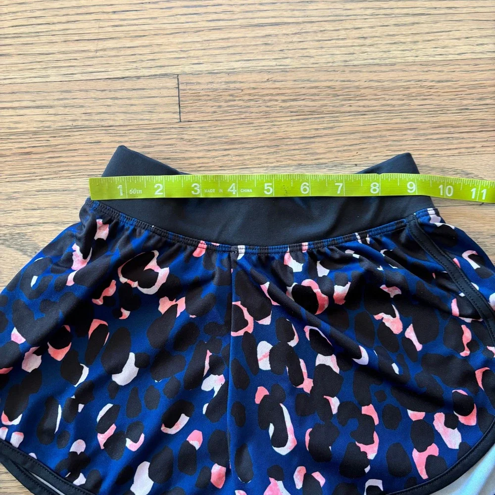Z by Zella Girls Blue Pink Leopard Print‎ Running Shorts Size S 7/8